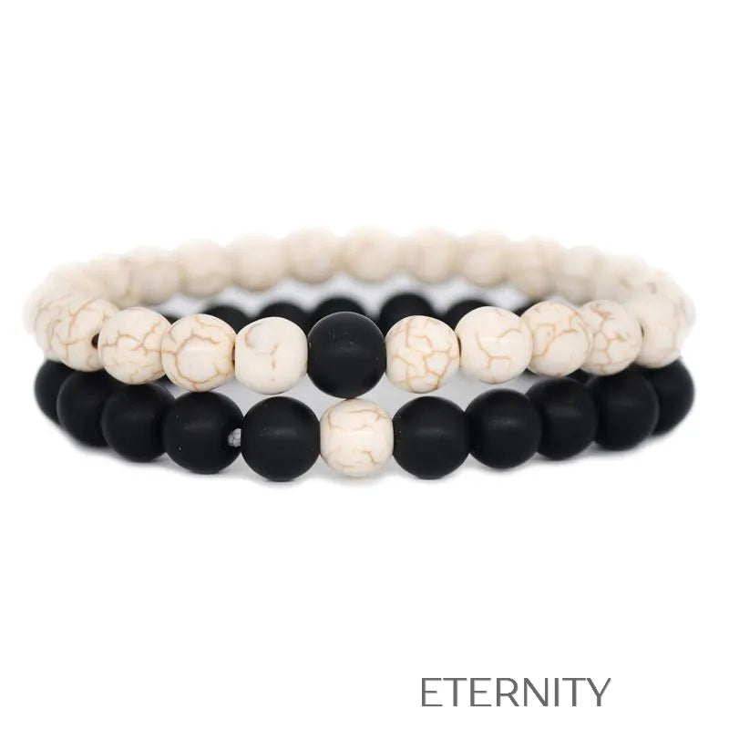 Pulseras de beads black/white y red/black Brazaletes Negro/Blanco Unica Acero Inoxidable  ETERNITY