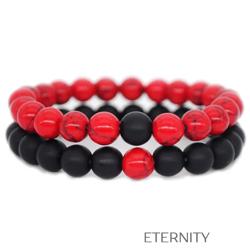 Pulseras de beads black/white y red/black Brazaletes Negro/Blanco Unica Acero Inoxidable  ETERNITY