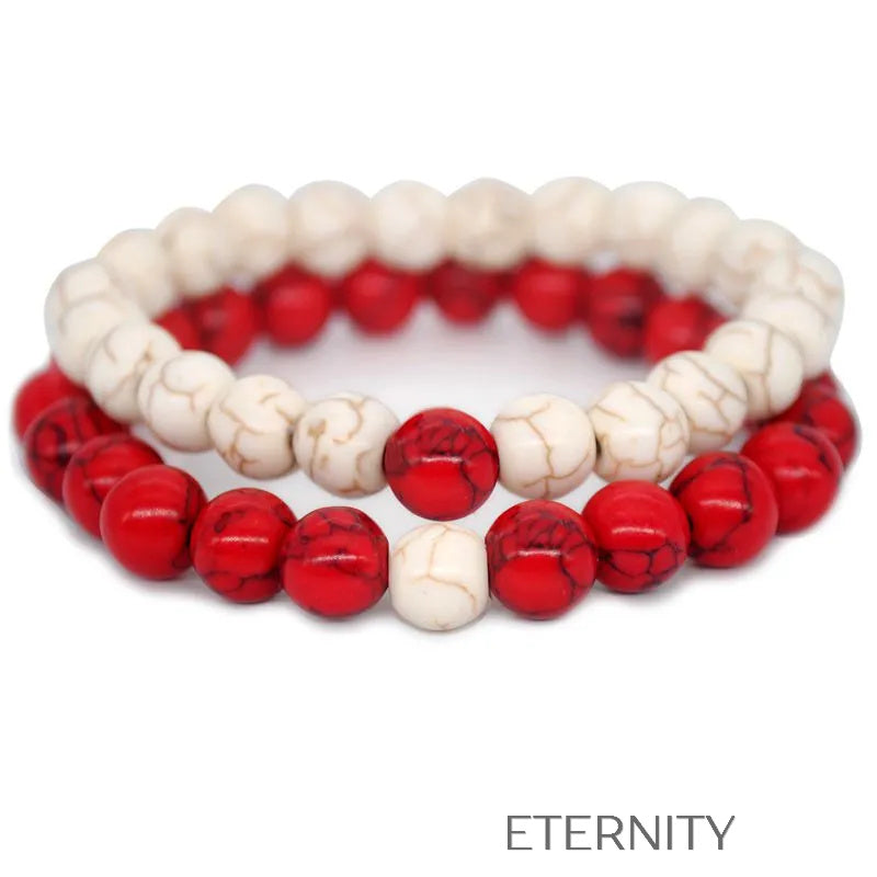Pulseras de beads black/white y red/black Brazaletes Negro/Blanco Unica Acero Inoxidable  ETERNITY