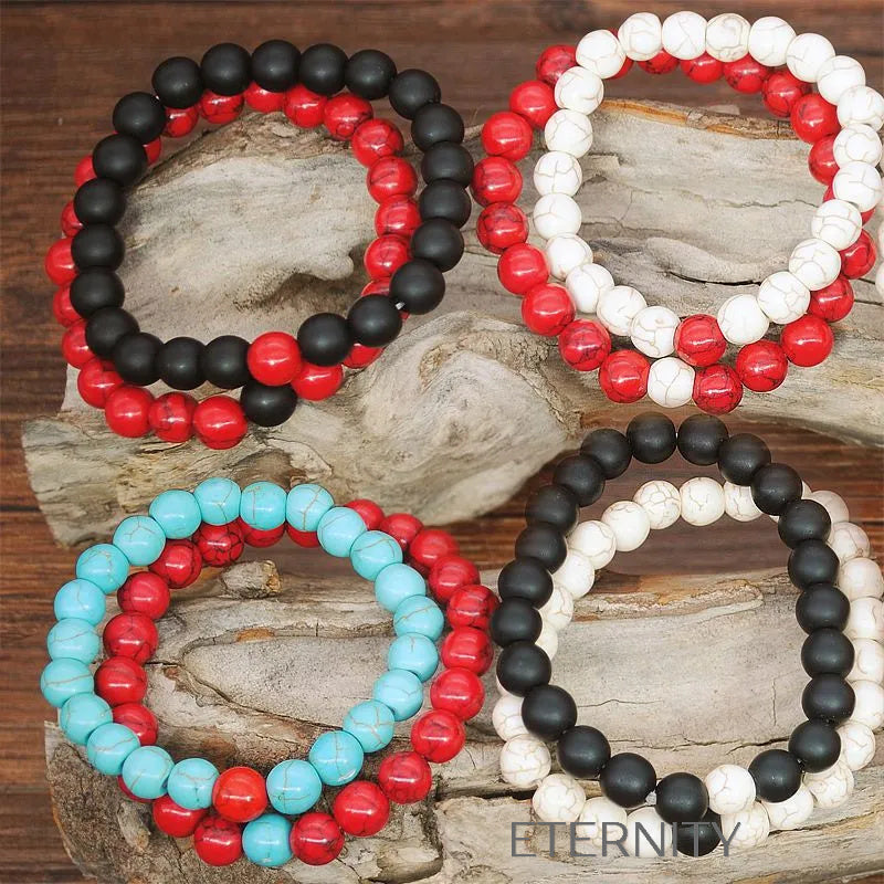Pulseras de beads black/white y red/black Brazaletes Negro/Blanco Unica Acero Inoxidable  ETERNITY