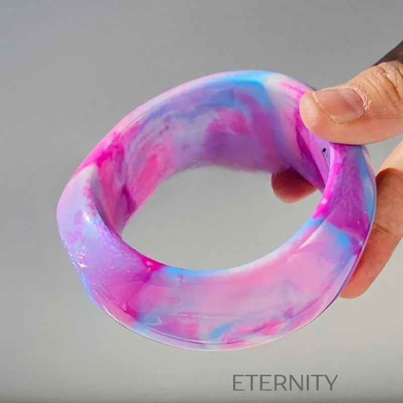 Brazaletes Chunky Resin de Resina Orgánica  Brazaletes Purpura Unica Acero Inoxidable  ETERNITY