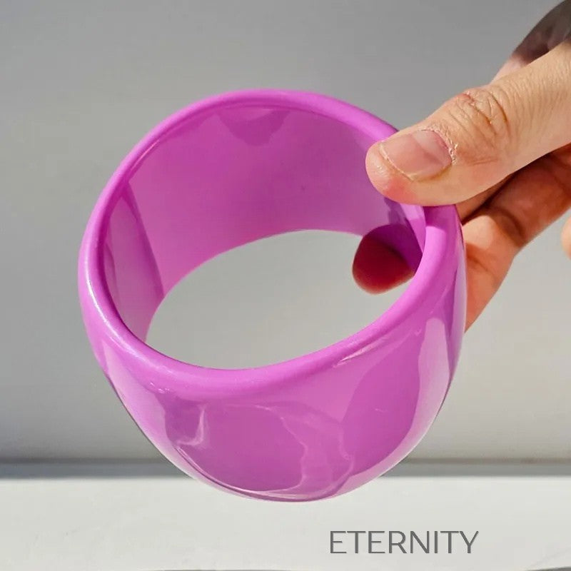 Brazaletes Chunky Resin de Resina Orgánica  Brazaletes Purpura Unica Acero Inoxidable  ETERNITY