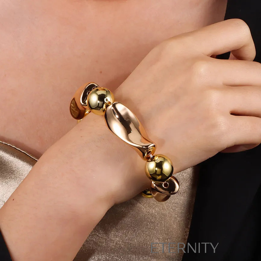 Pulsera con cuentas decorativas Brazaletes Dorado Unica Acero Inoxidable  ETERNITY