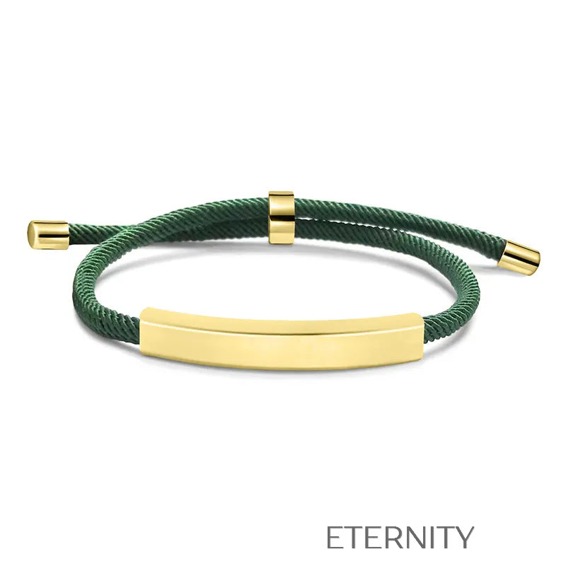 Pulsera Unity Cord Ajustable con Placa de Acero  Brazaletes Negro Unica Acero Inoxidable  ETERNITY