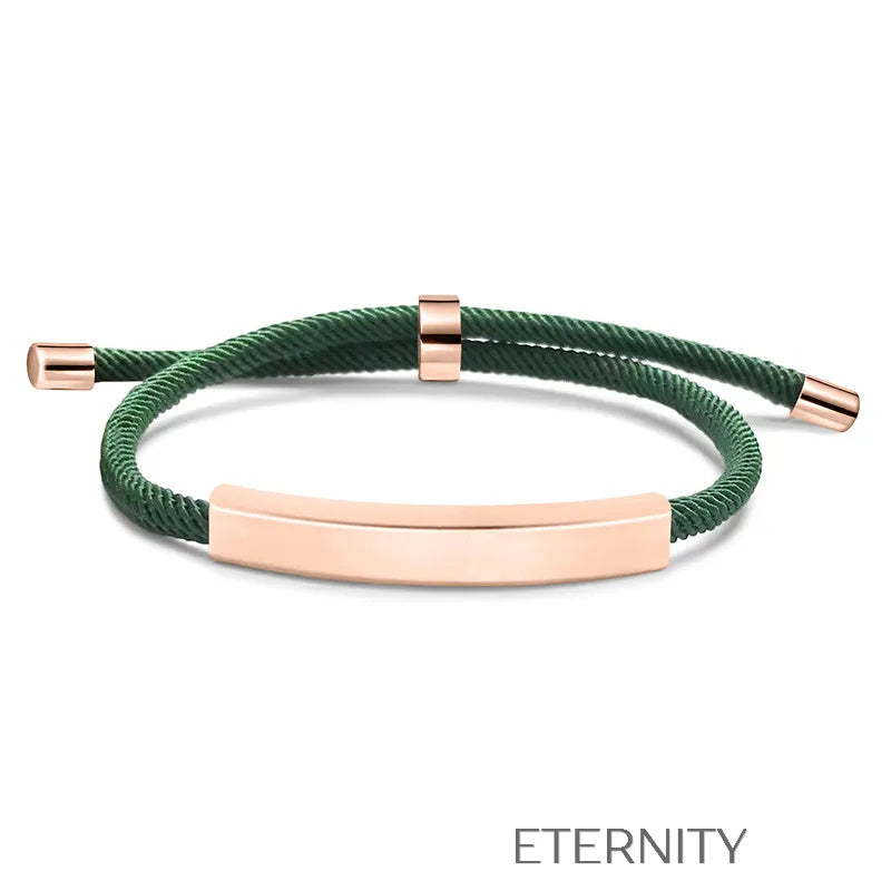 Pulsera Unity Cord Ajustable con Placa de Acero  Brazaletes Negro Unica Acero Inoxidable  ETERNITY