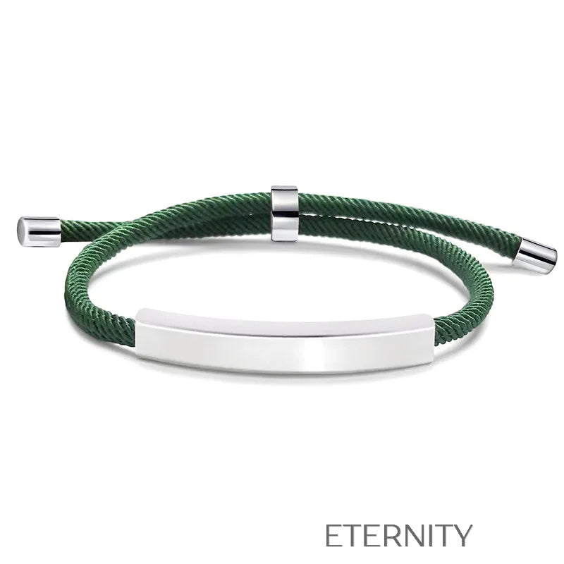 Pulsera Unity Cord Ajustable con Placa de Acero  Brazaletes Negro Unica Acero Inoxidable  ETERNITY