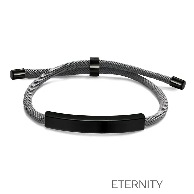 Pulsera Unity Cord Ajustable con Placa de Acero  Brazaletes Negro Unica Acero Inoxidable  ETERNITY