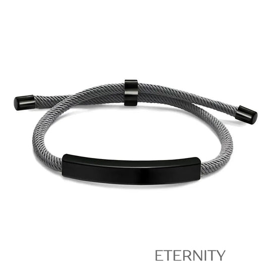 Pulsera Unity Cord Ajustable con Placa de Acero  Brazaletes Negro Unica Acero Inoxidable  ETERNITY