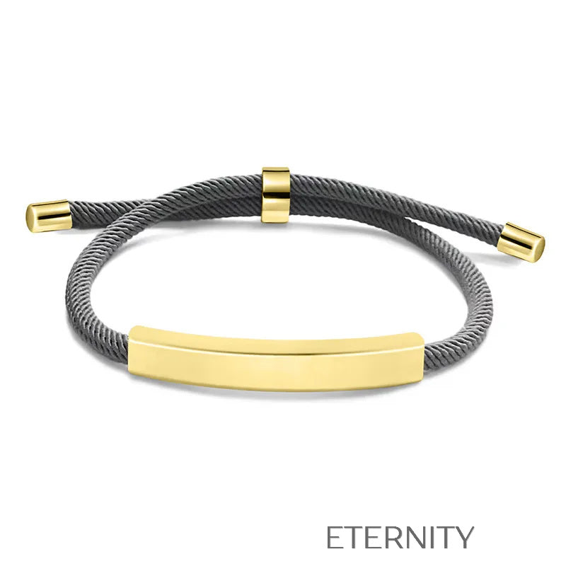 Pulsera Unity Cord Ajustable con Placa de Acero  Brazaletes Negro Unica Acero Inoxidable  ETERNITY