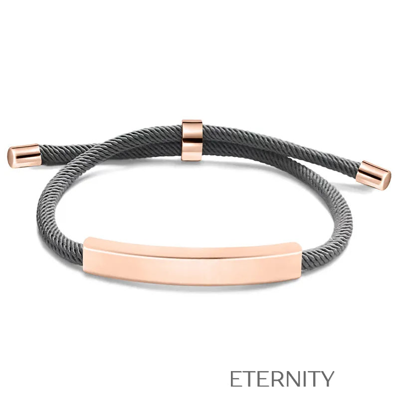 Pulsera Unity Cord Ajustable con Placa de Acero  Brazaletes Negro Unica Acero Inoxidable  ETERNITY