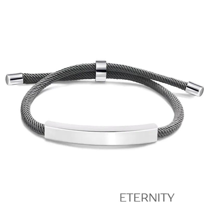 Pulsera Unity Cord Ajustable con Placa de Acero  Brazaletes Negro Unica Acero Inoxidable  ETERNITY
