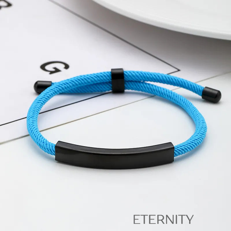 Pulsera Unity Cord Ajustable con Placa de Acero  Brazaletes Negro Unica Acero Inoxidable  ETERNITY