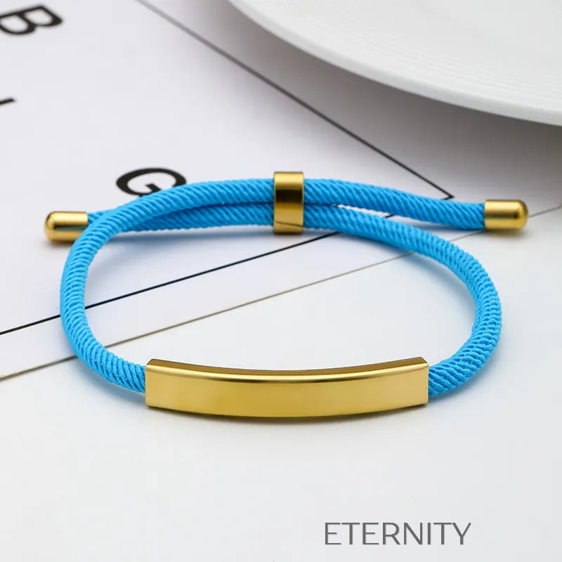 Pulsera Unity Cord Ajustable con Placa de Acero  Brazaletes Negro Unica Acero Inoxidable  ETERNITY