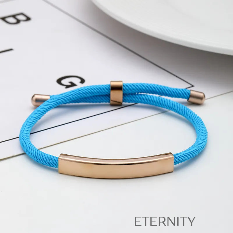 Pulsera Unity Cord Ajustable con Placa de Acero  Brazaletes Negro Unica Acero Inoxidable  ETERNITY