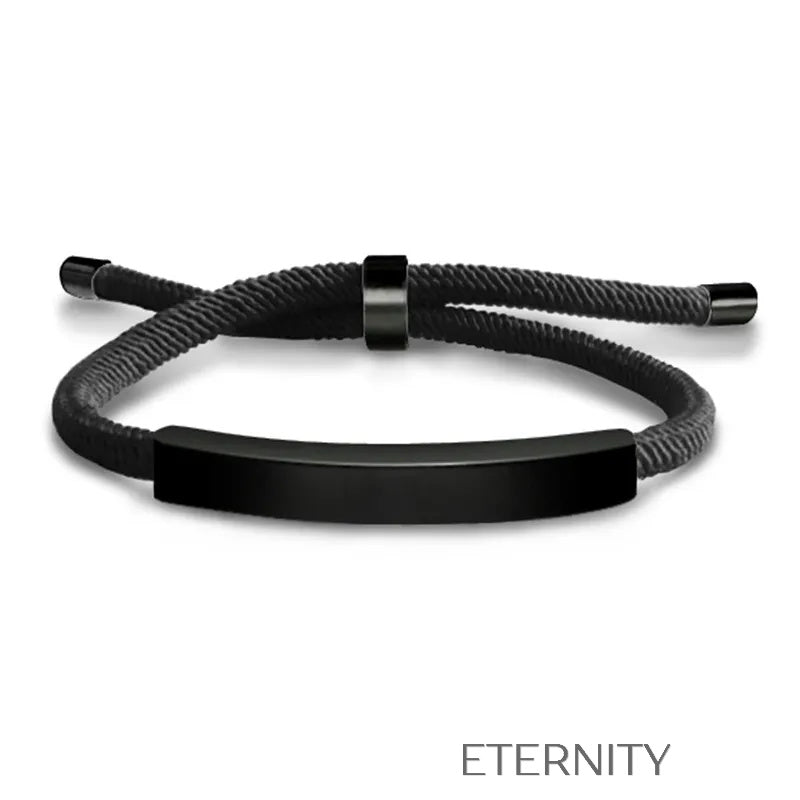Pulsera Unity Cord Ajustable con Placa de Acero  Brazaletes Negro Unica Acero Inoxidable  ETERNITY