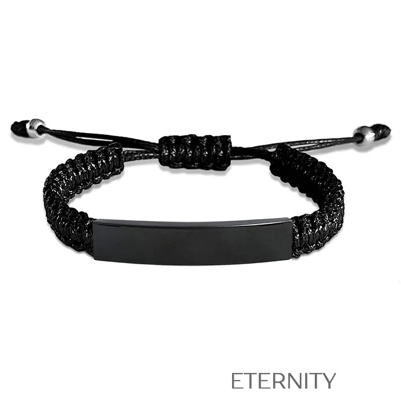 Pulsera Unity Cord Ajustable con Placa de Acero  Brazaletes Negro Unica Acero Inoxidable  ETERNITY