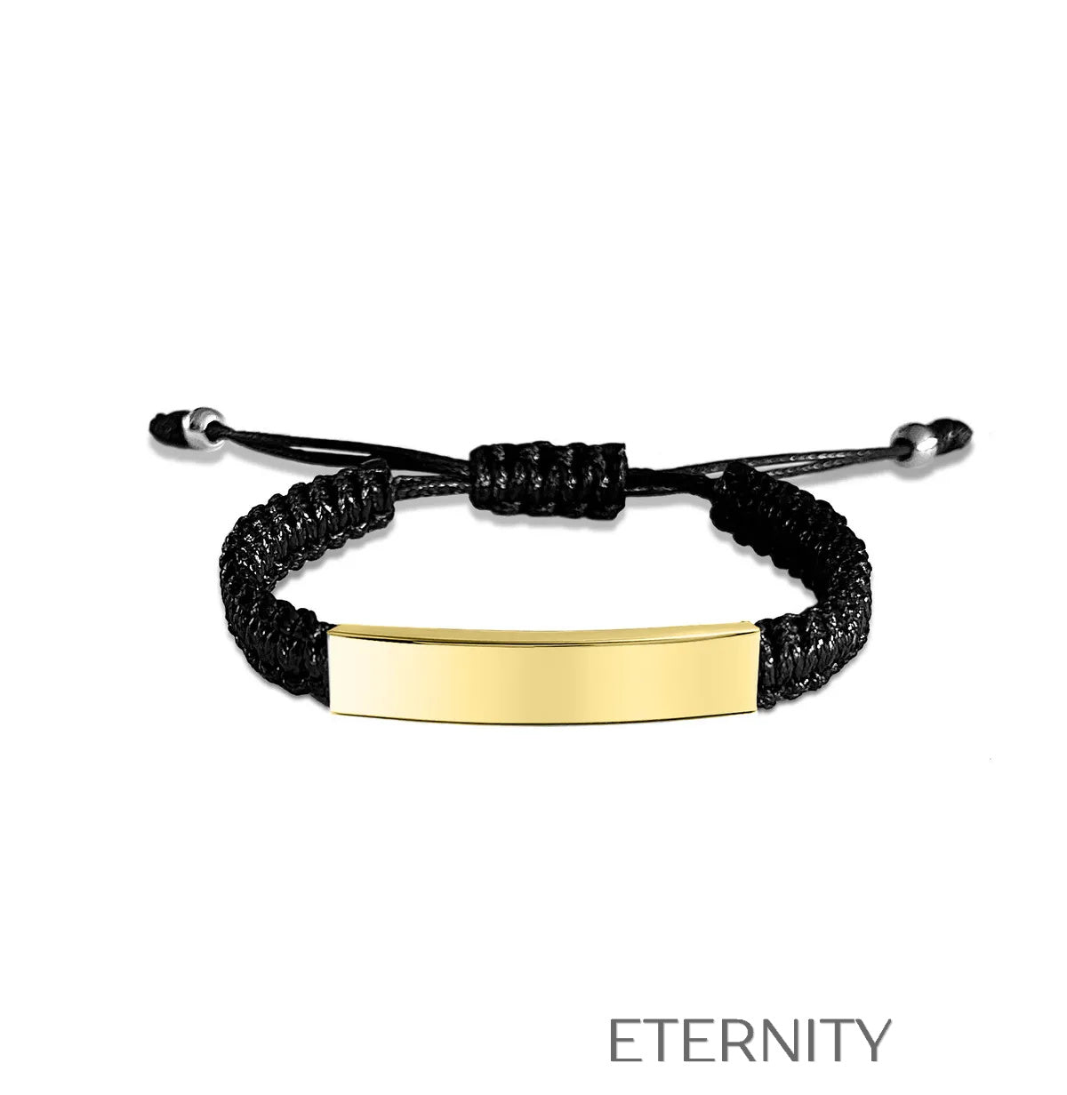 Pulsera Unity Cord Ajustable con Placa de Acero  Brazaletes Negro Unica Acero Inoxidable  ETERNITY