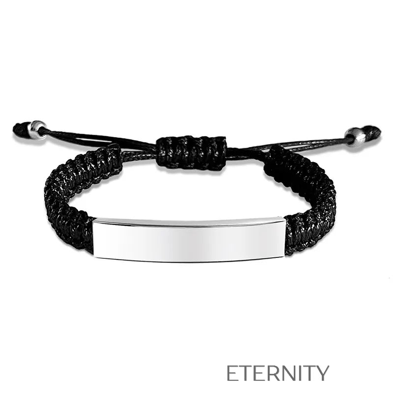 Pulsera Unity Cord Ajustable con Placa de Acero  Brazaletes Negro Unica Acero Inoxidable  ETERNITY