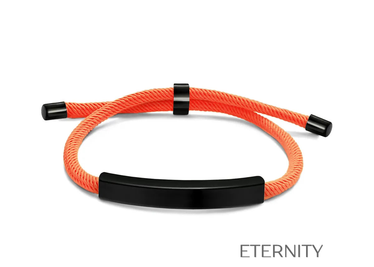 Pulsera Unity Cord Ajustable con Placa de Acero  Brazaletes Negro Unica Acero Inoxidable  ETERNITY