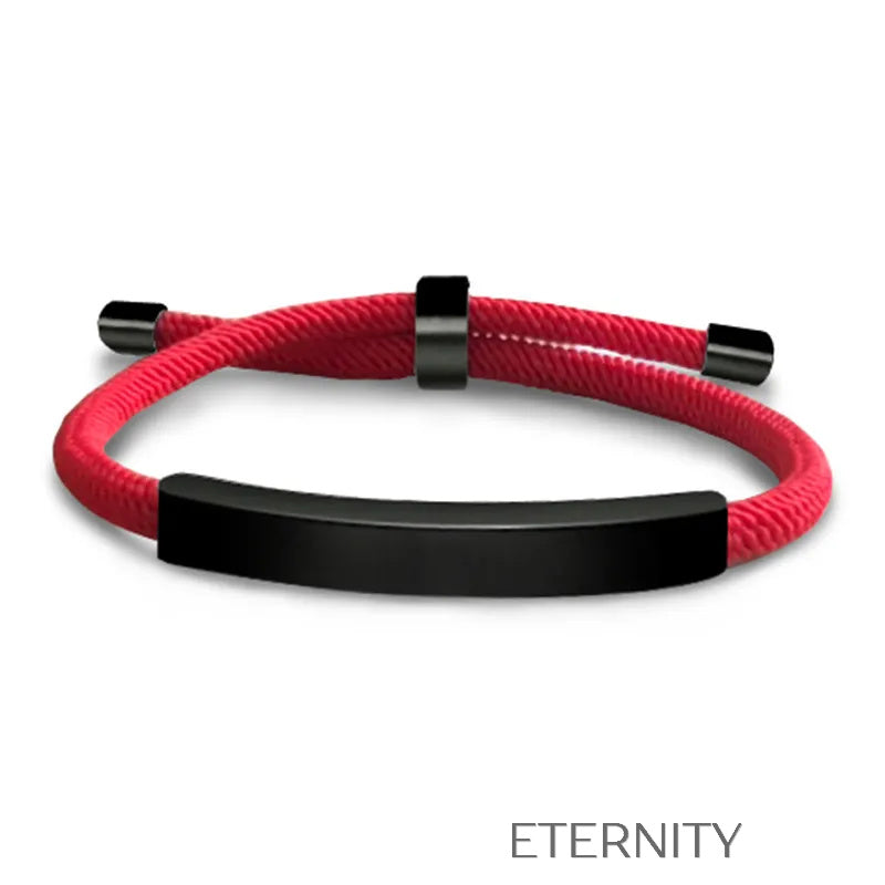 Pulsera Unity Cord Ajustable con Placa de Acero  Brazaletes Negro Unica Acero Inoxidable  ETERNITY