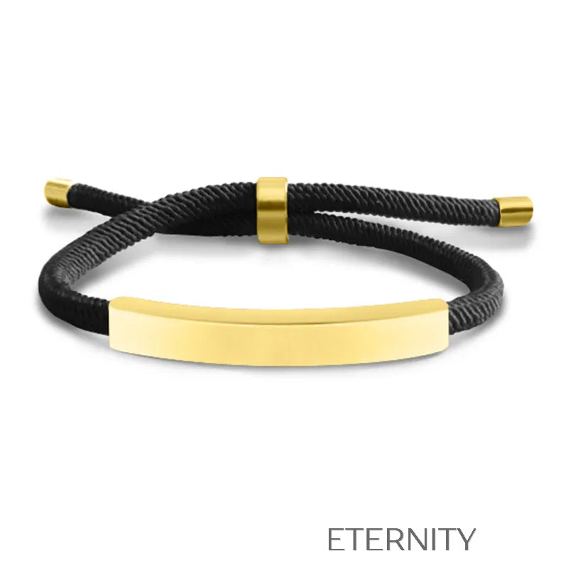 Pulsera Unity Cord Ajustable con Placa de Acero  Brazaletes Negro Unica Acero Inoxidable  ETERNITY