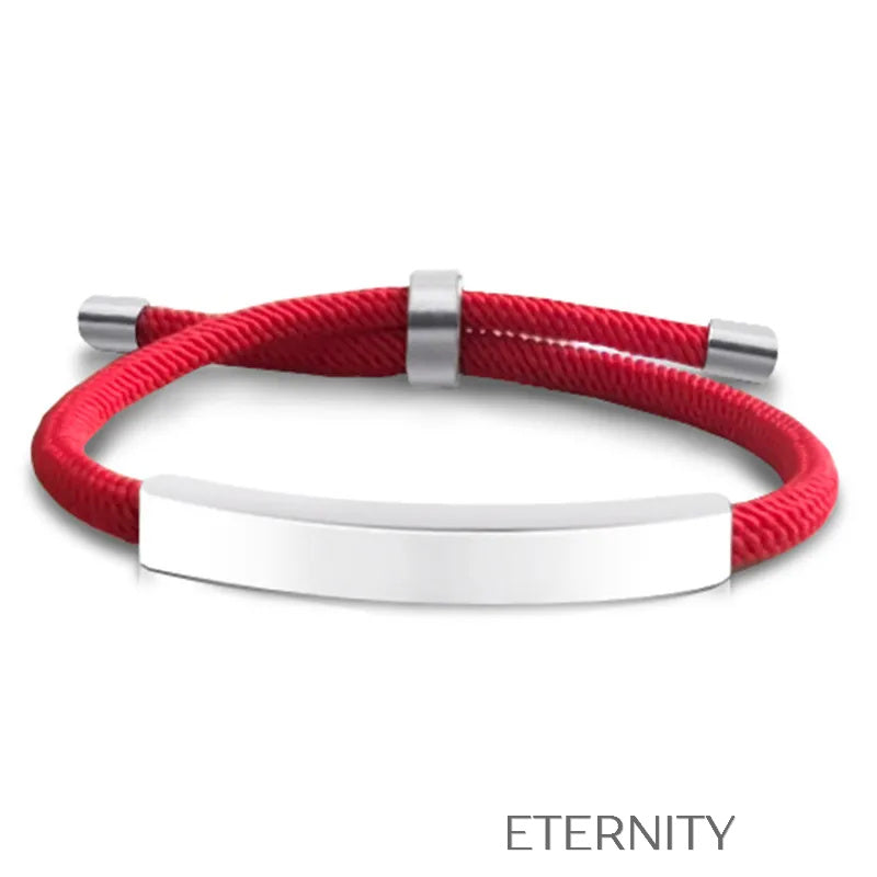 Pulsera Unity Cord Ajustable con Placa de Acero  Brazaletes Negro Unica Acero Inoxidable  ETERNITY