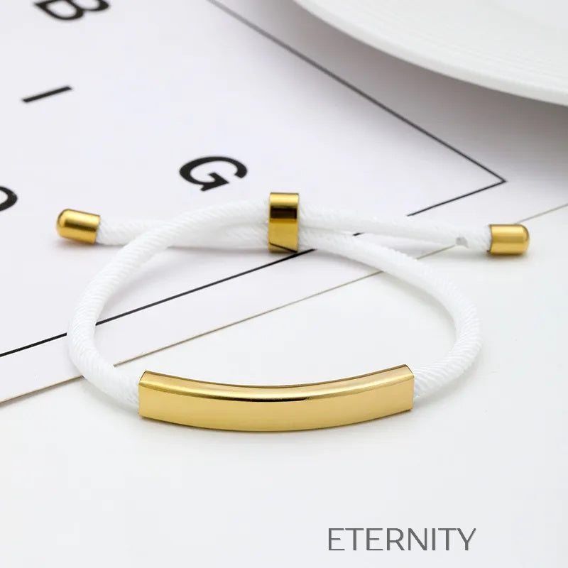Pulsera Unity Cord Ajustable con Placa de Acero  Brazaletes Negro Unica Acero Inoxidable  ETERNITY