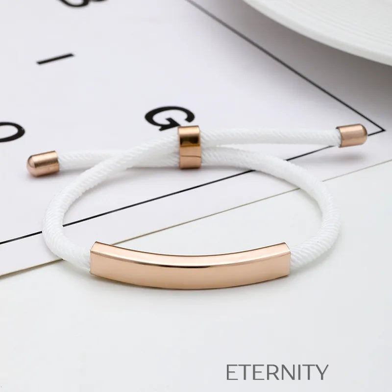Pulsera Unity Cord Ajustable con Placa de Acero  Brazaletes Negro Unica Acero Inoxidable  ETERNITY