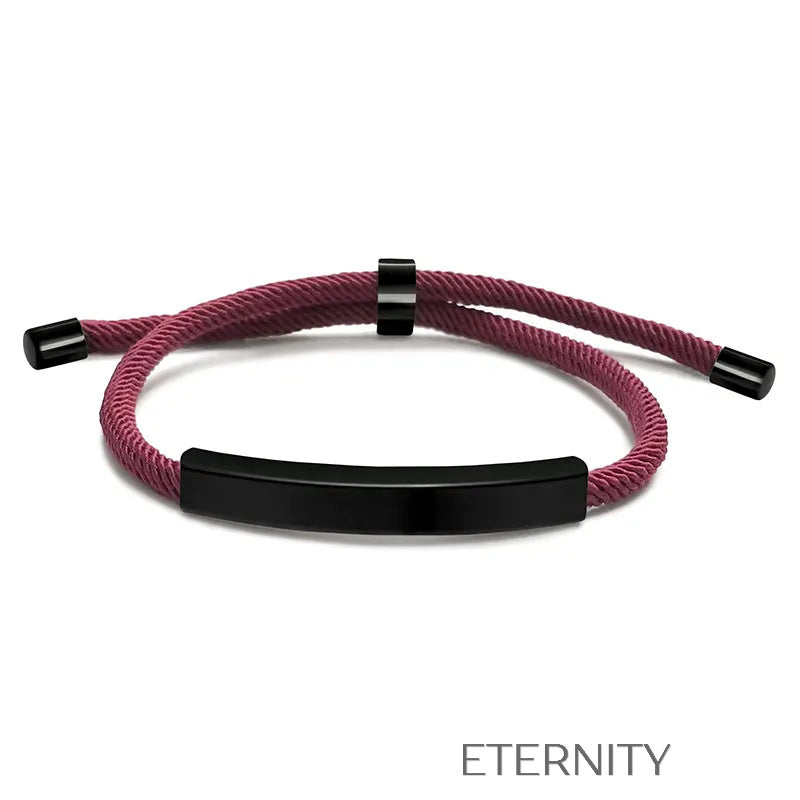 Pulsera Unity Cord Ajustable con Placa de Acero  Brazaletes Negro Unica Acero Inoxidable  ETERNITY