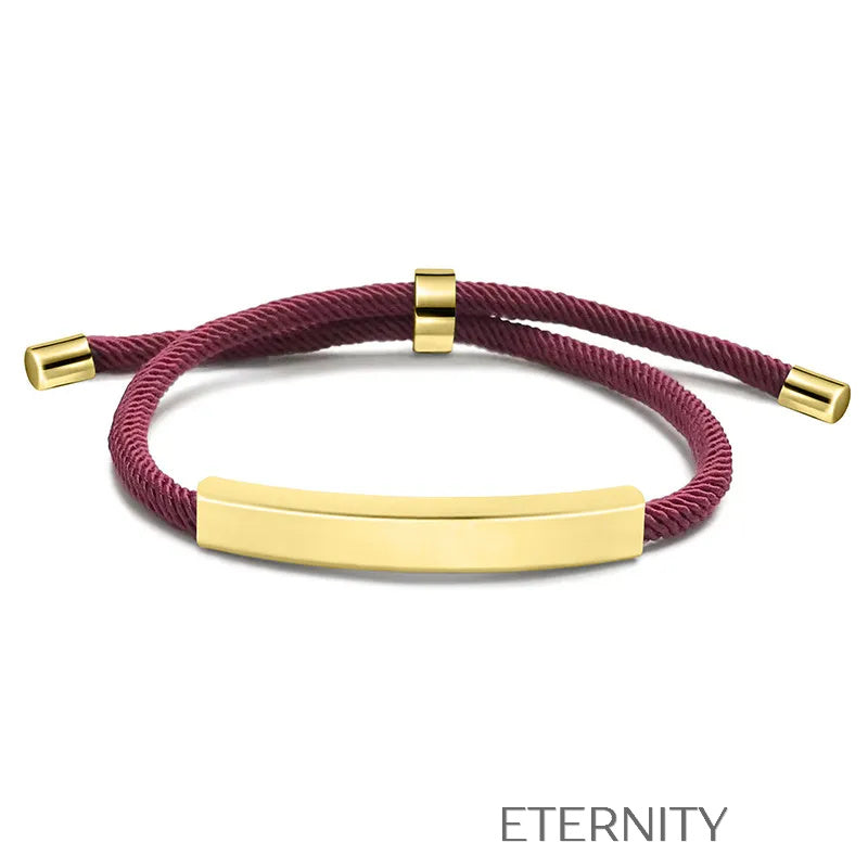 Pulsera Unity Cord Ajustable con Placa de Acero  Brazaletes Negro Unica Acero Inoxidable  ETERNITY