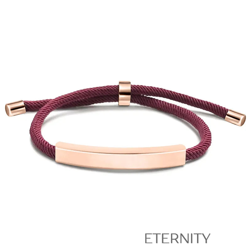 Pulsera Unity Cord Ajustable con Placa de Acero  Brazaletes Negro Unica Acero Inoxidable  ETERNITY
