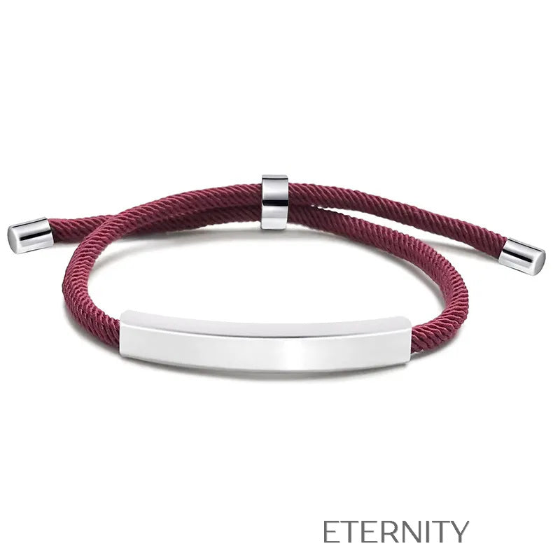 Pulsera Unity Cord Ajustable con Placa de Acero  Brazaletes Negro Unica Acero Inoxidable  ETERNITY