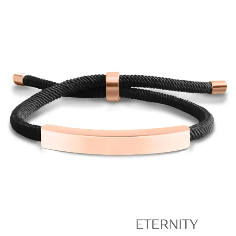 Pulsera Unity Cord Ajustable con Placa de Acero  Brazaletes Negro Unica Acero Inoxidable  ETERNITY