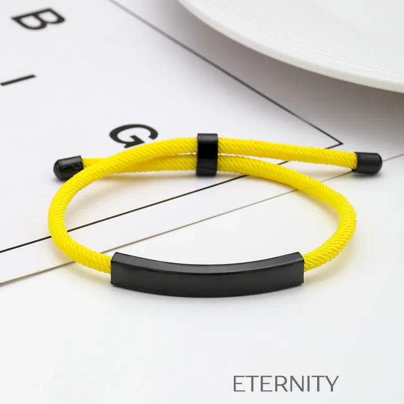 Pulsera Unity Cord Ajustable con Placa de Acero  Brazaletes Negro Unica Acero Inoxidable  ETERNITY