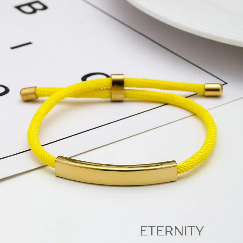 Pulsera Unity Cord Ajustable con Placa de Acero  Brazaletes Negro Unica Acero Inoxidable  ETERNITY