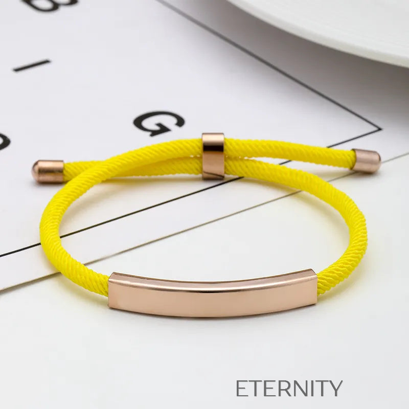 Pulsera Unity Cord Ajustable con Placa de Acero  Brazaletes Negro Unica Acero Inoxidable  ETERNITY