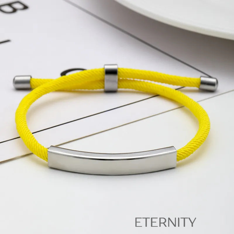 Pulsera Unity Cord Ajustable con Placa de Acero  Brazaletes Negro Unica Acero Inoxidable  ETERNITY