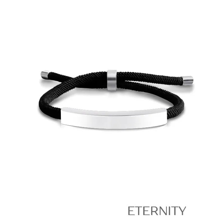 Pulsera Unity Cord Ajustable con Placa de Acero  Brazaletes Negro Unica Acero Inoxidable  ETERNITY