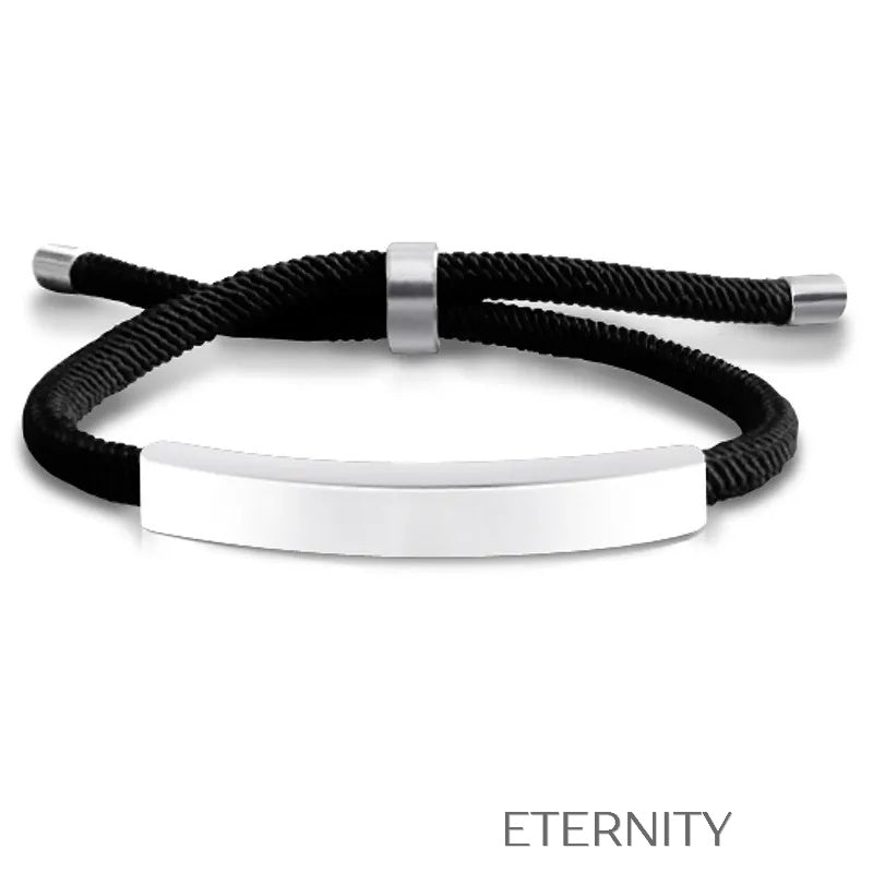 Pulsera Unity Cord Ajustable con Placa de Acero  Brazaletes Negro Unica Acero Inoxidable  ETERNITY