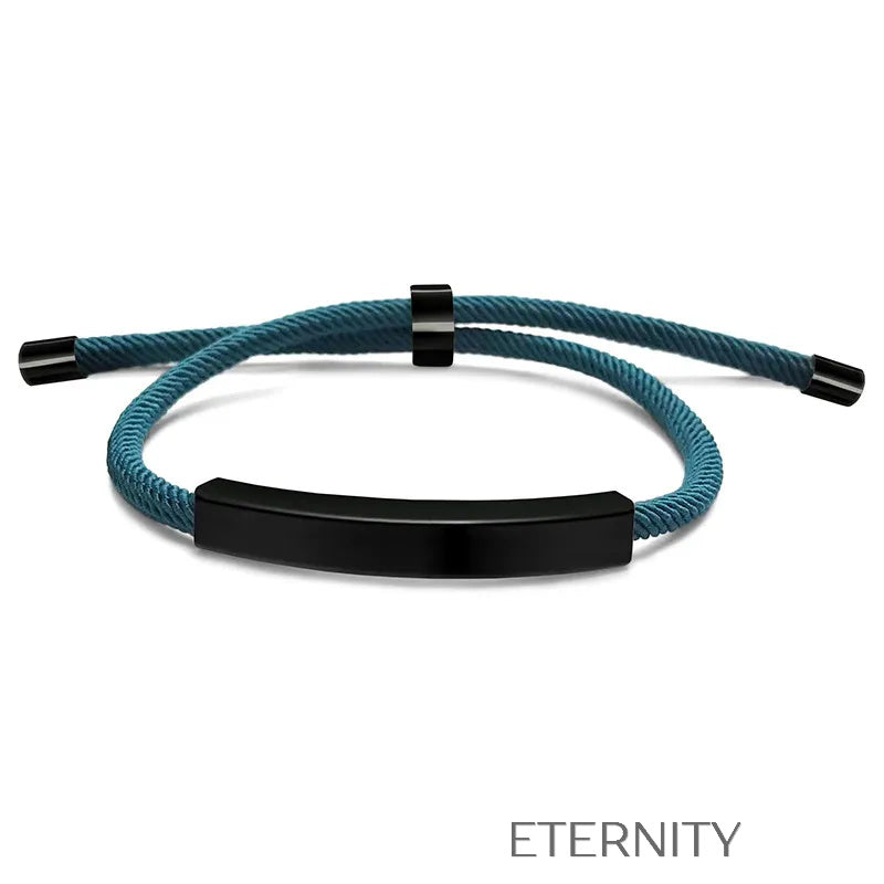 Pulsera Unity Cord Ajustable con Placa de Acero  Brazaletes Negro Unica Acero Inoxidable  ETERNITY