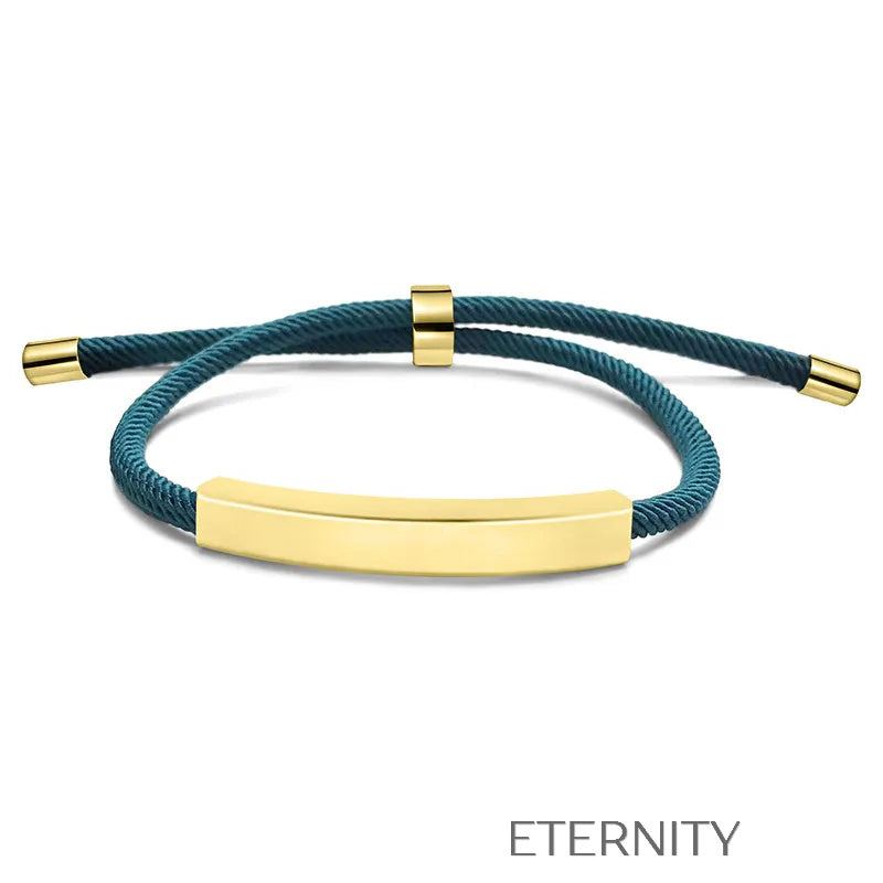 Pulsera Unity Cord Ajustable con Placa de Acero  Brazaletes Negro Unica Acero Inoxidable  ETERNITY
