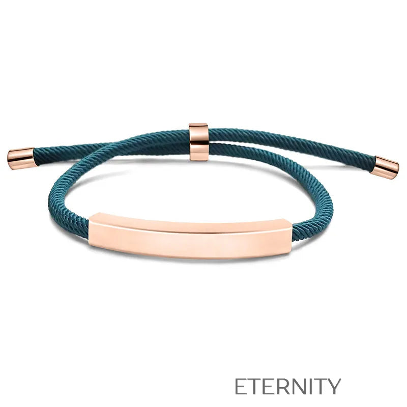 Pulsera Unity Cord Ajustable con Placa de Acero  Brazaletes Negro Unica Acero Inoxidable  ETERNITY
