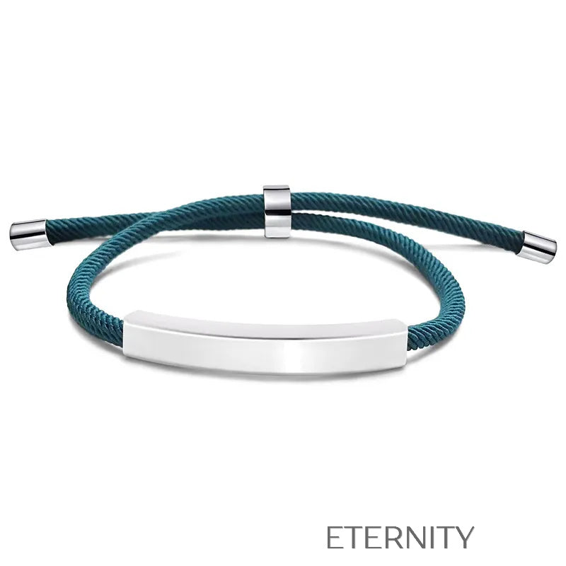 Pulsera Unity Cord Ajustable con Placa de Acero  Brazaletes Negro Unica Acero Inoxidable  ETERNITY