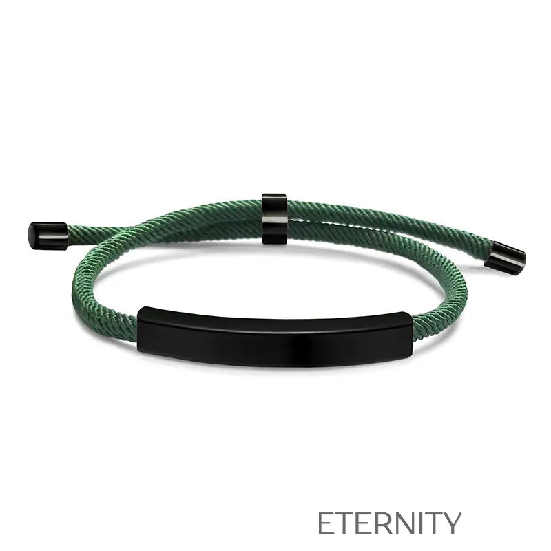 Pulsera Unity Cord Ajustable con Placa de Acero  Brazaletes Negro Unica Acero Inoxidable  ETERNITY