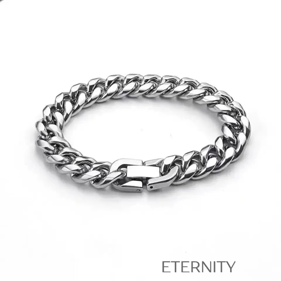 Brazaletes Titan Cubana de Eslabones en Acero Quirúrgico  Brazaletes Plateado 18cm Acero Inoxidable  ETERNITY
