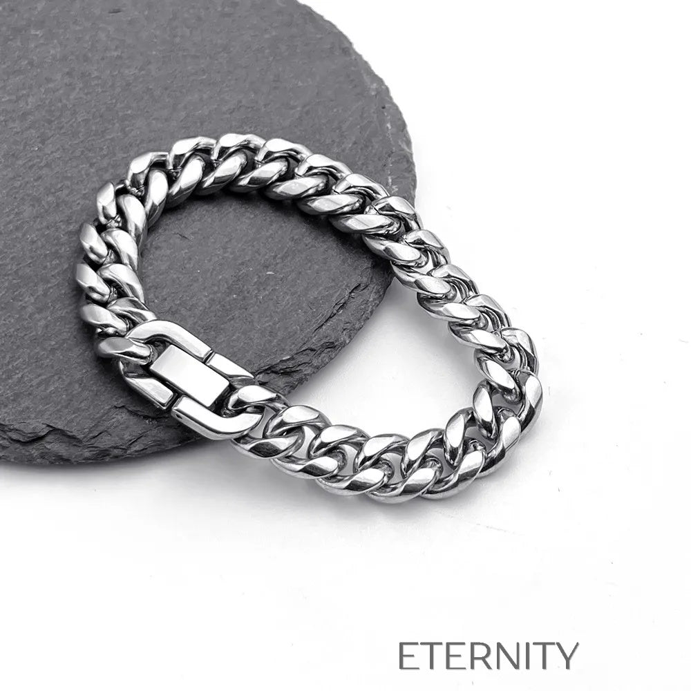 Brazaletes Titan Cubana de Eslabones en Acero Quirúrgico  Brazaletes Plateado 18cm Acero Inoxidable  ETERNITY