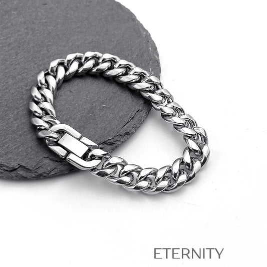 Brazaletes Titan Cubana de Eslabones en Acero Quirúrgico  Brazaletes Plateado 18cm Acero Inoxidable  ETERNITY