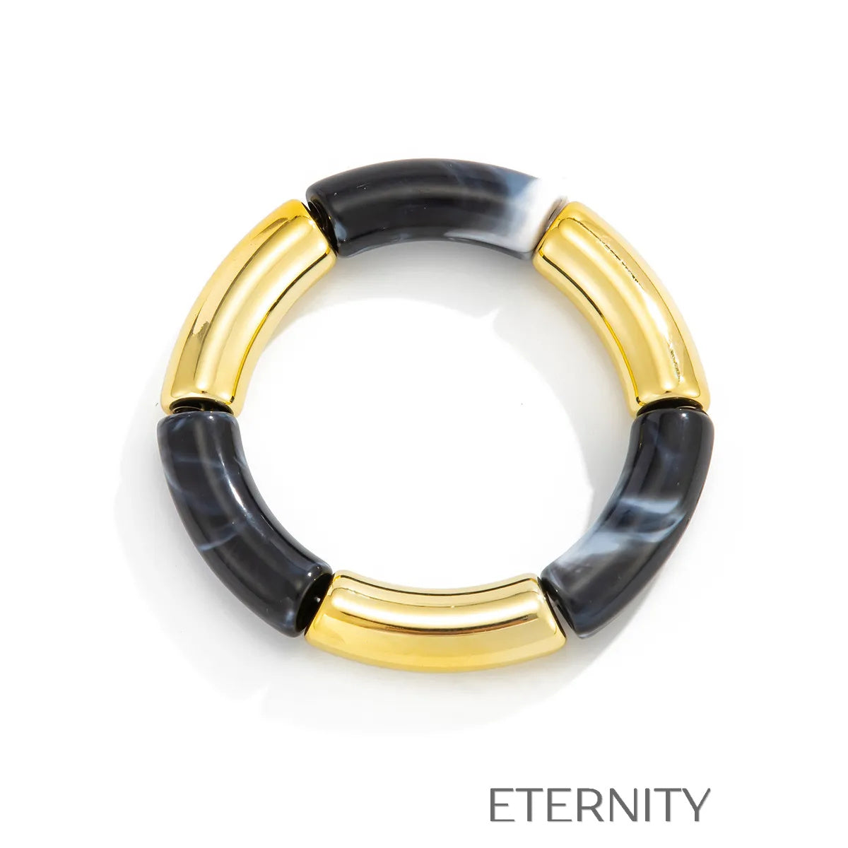Brazaletes Midnight Gold de Resina  Brazaletes Negro Unica Acero Inoxidable  ETERNITY