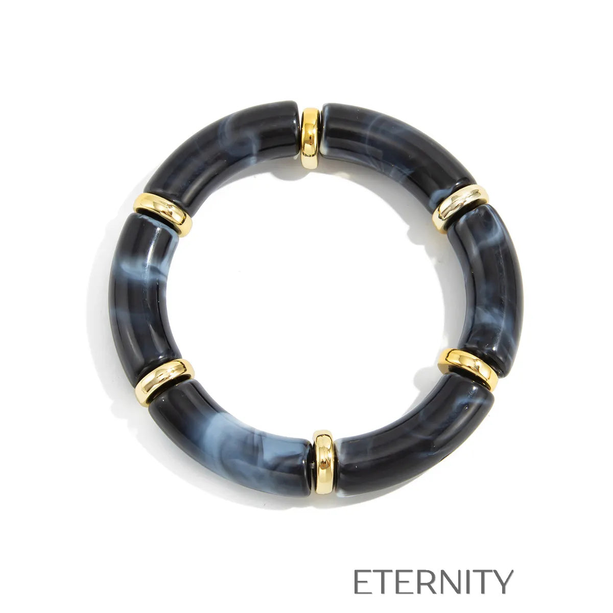Brazaletes Midnight Gold de Resina  Brazaletes Negro Unica Acero Inoxidable  ETERNITY