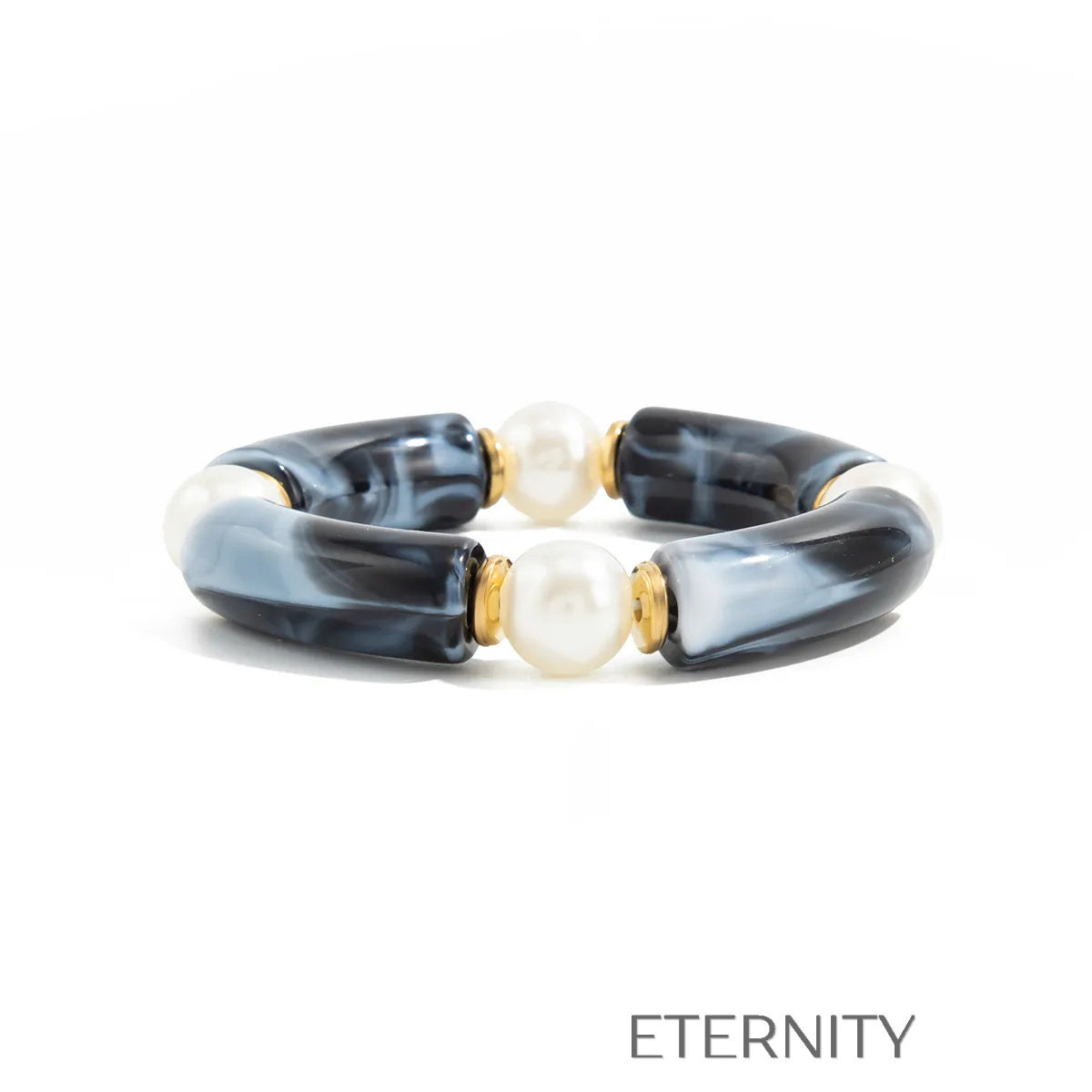 Brazaletes Midnight Gold de Resina  Brazaletes Negro Unica Acero Inoxidable  ETERNITY
